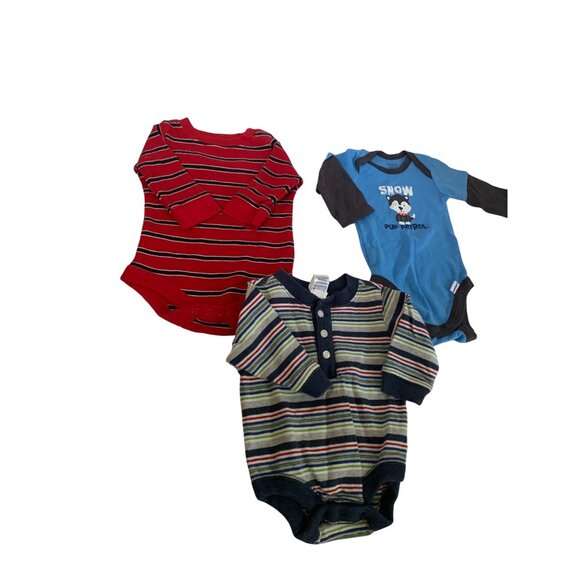 Variety Other - 3 Piece Lot Boys Infant Baby Size 0 3 Months Bodysuit Long Sleeve 1 Piece Variet